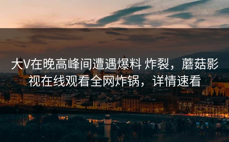 大V在晚高峰间遭遇爆料 炸裂，蘑菇影视在线观看全网炸锅，详情速看